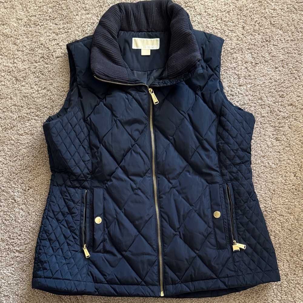 Michael Kors Dark Blue Quilted Vest